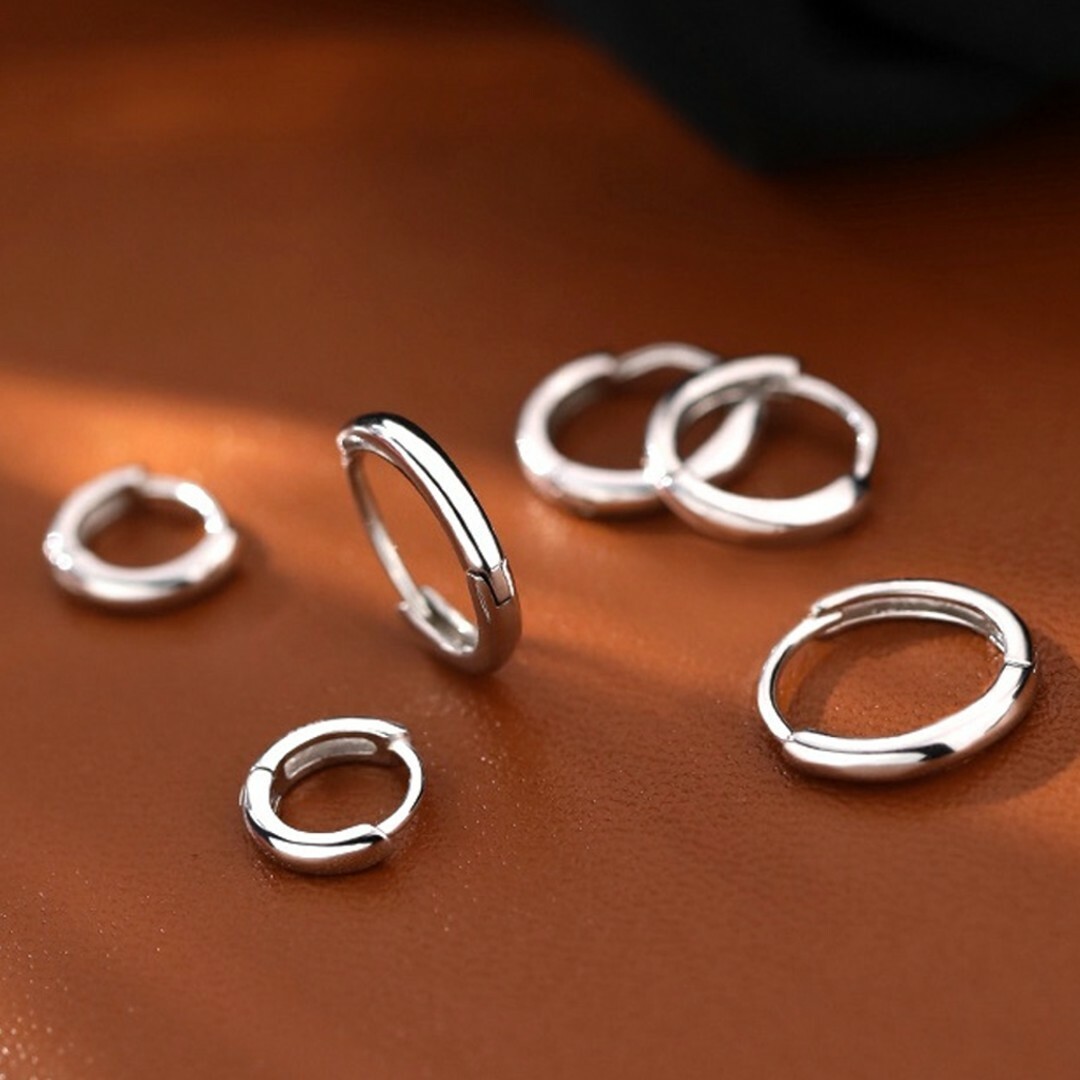 Surgical Steel Small Round Huggie Hoop Earrings Trendy Jewelry Gift For Her/Him