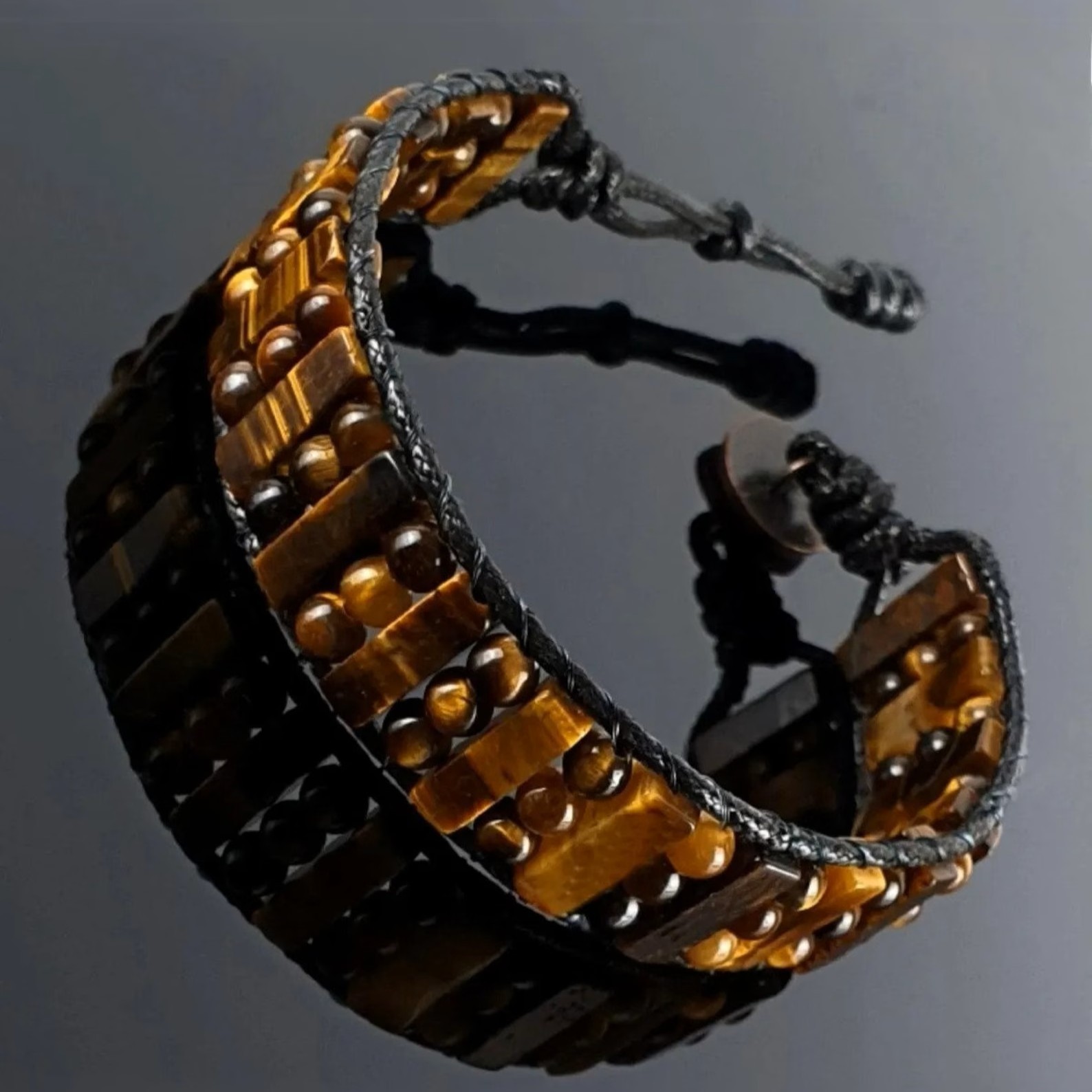 Natural Tiger Eye Braided Healing Chakra Handmade Crystal Men’s Bracelet Gift