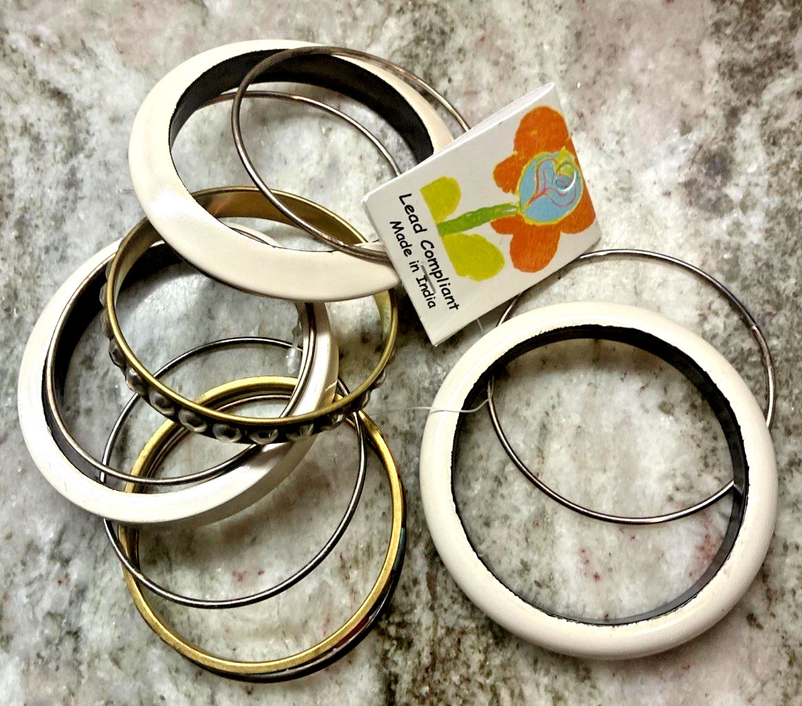 Antika Collection Bangle Bracelets Set of 11 Acrylic 9.5” India New Sealed