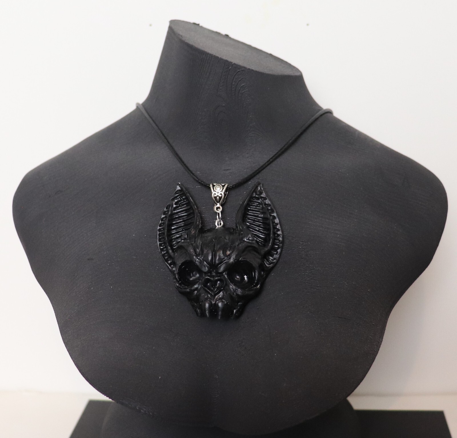 Vampire Bat head necklace hand made from resin 18″ necklace 2.5″bat head