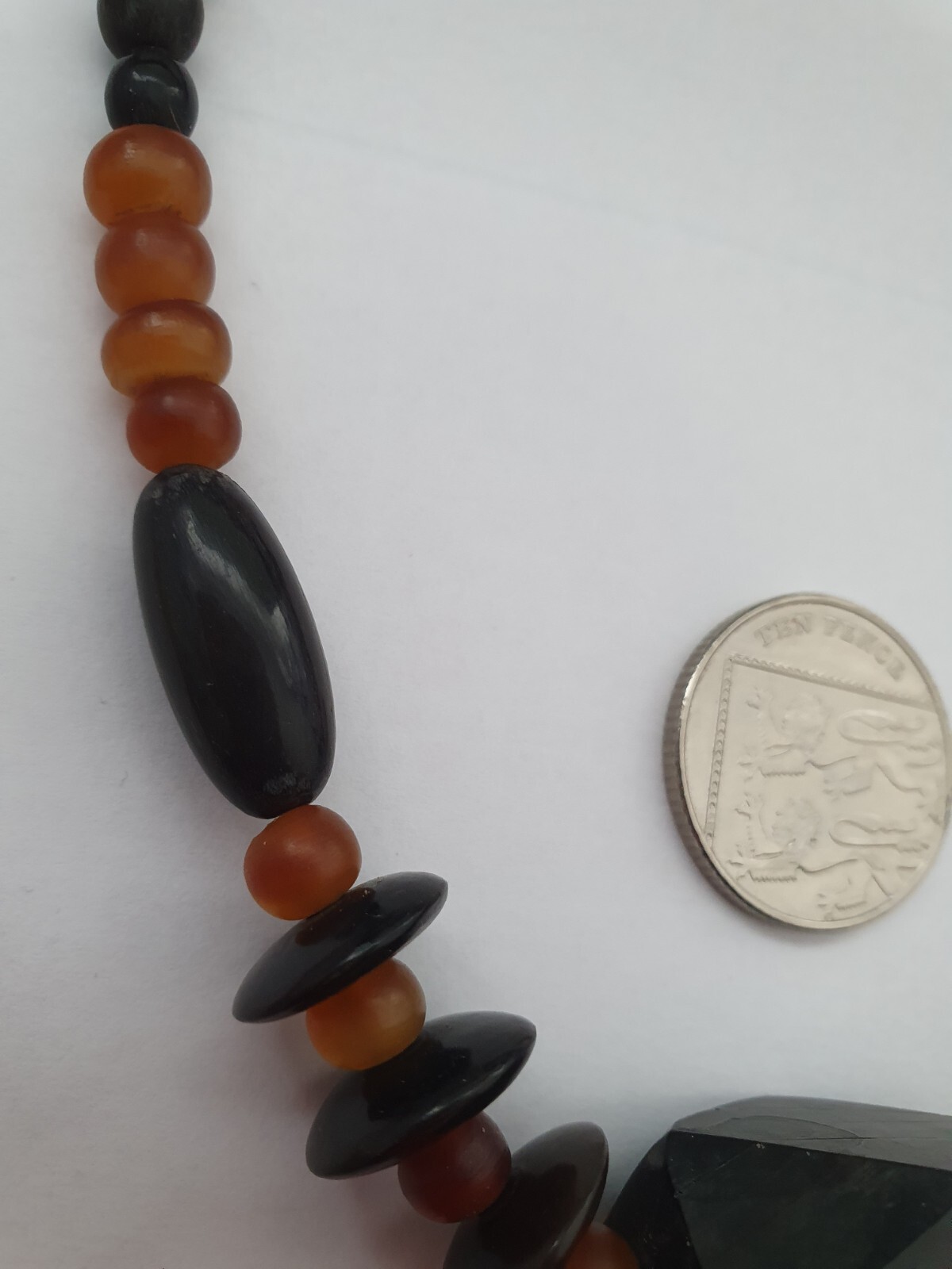 Vintage Artisan Black Orange Chunky Acrylic Beaded Boho Festival Necklace