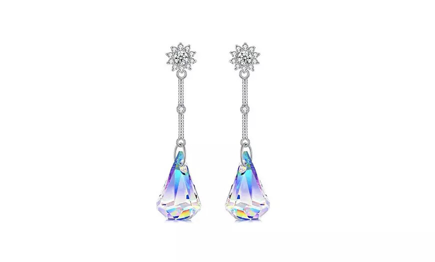 Aurora Borealis Crystal Drop Earrings Made With Crystals From Swarovski