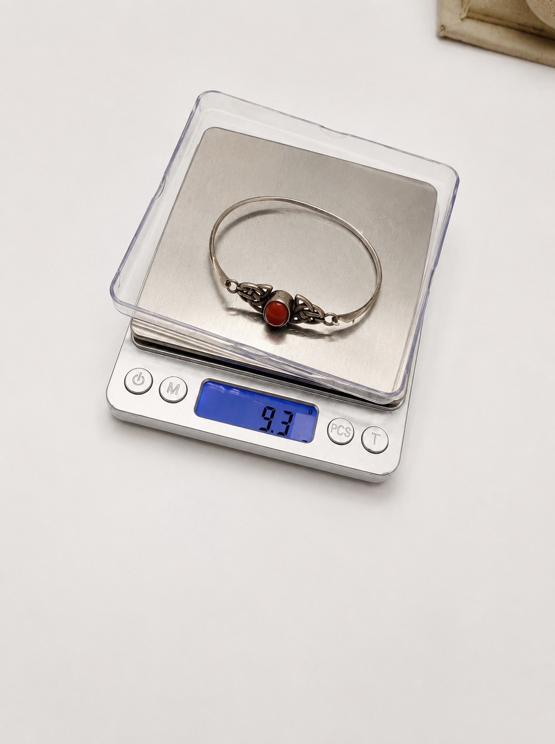 Signed Bocco Celtic Sterling Silver Carnelian Bracelet – 6.75” • 9.3g