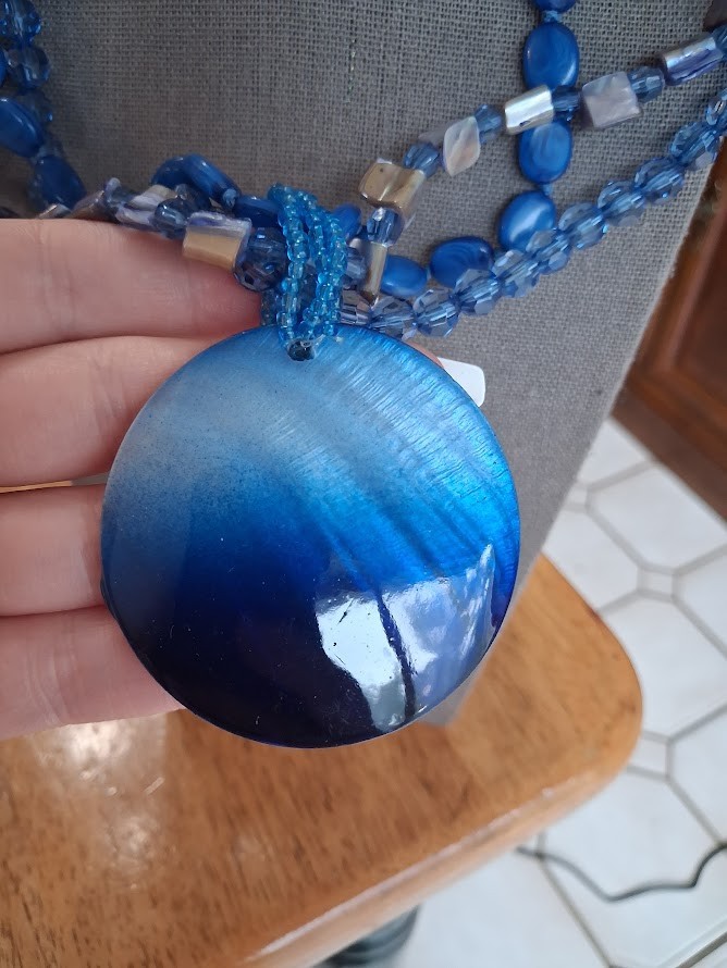 18 inch Blue beaded statement necklace