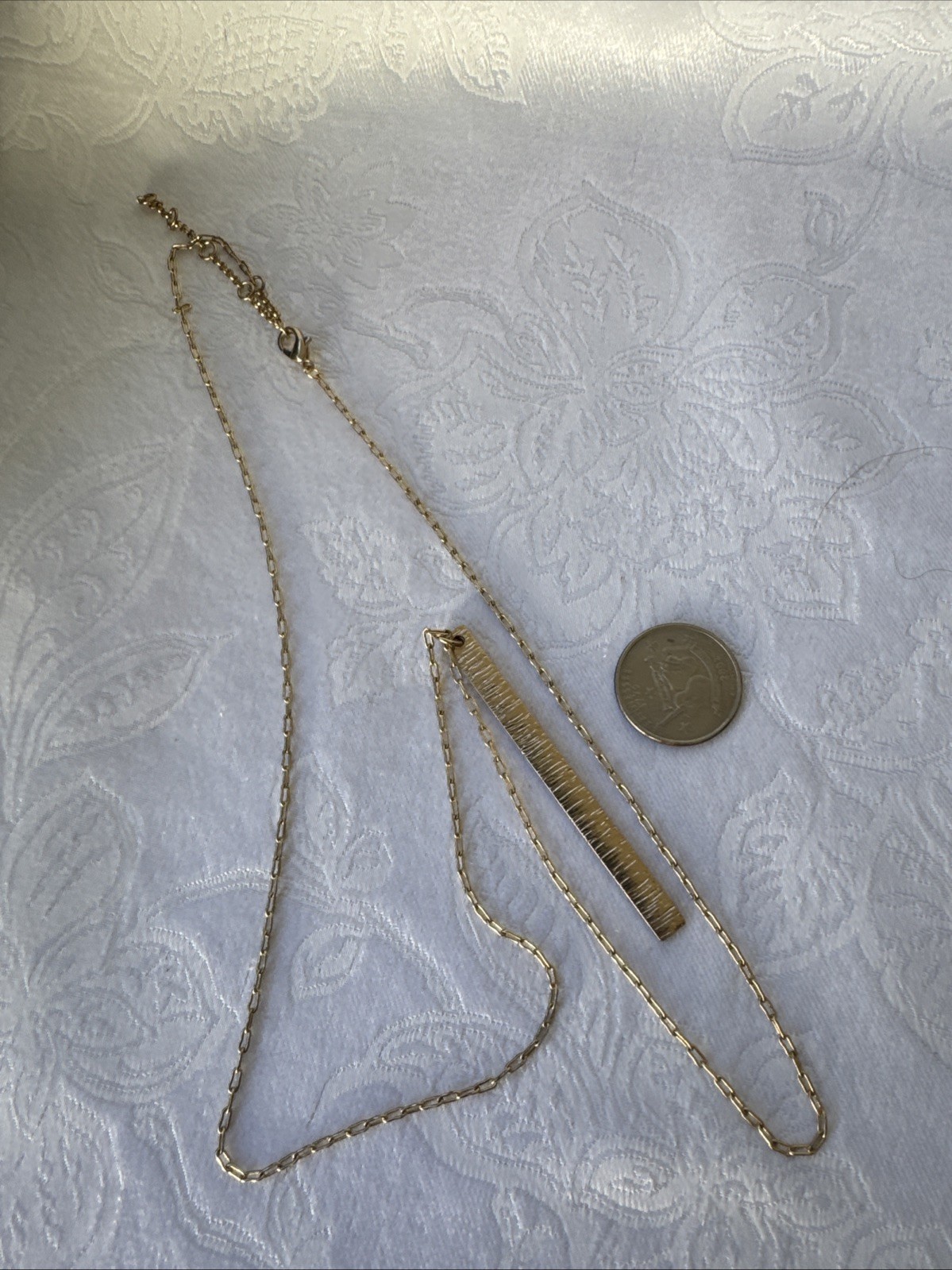 Dainty 17.5″ Drop Chain Bar Charm Pendant Goldtone Statement Necklace NEW