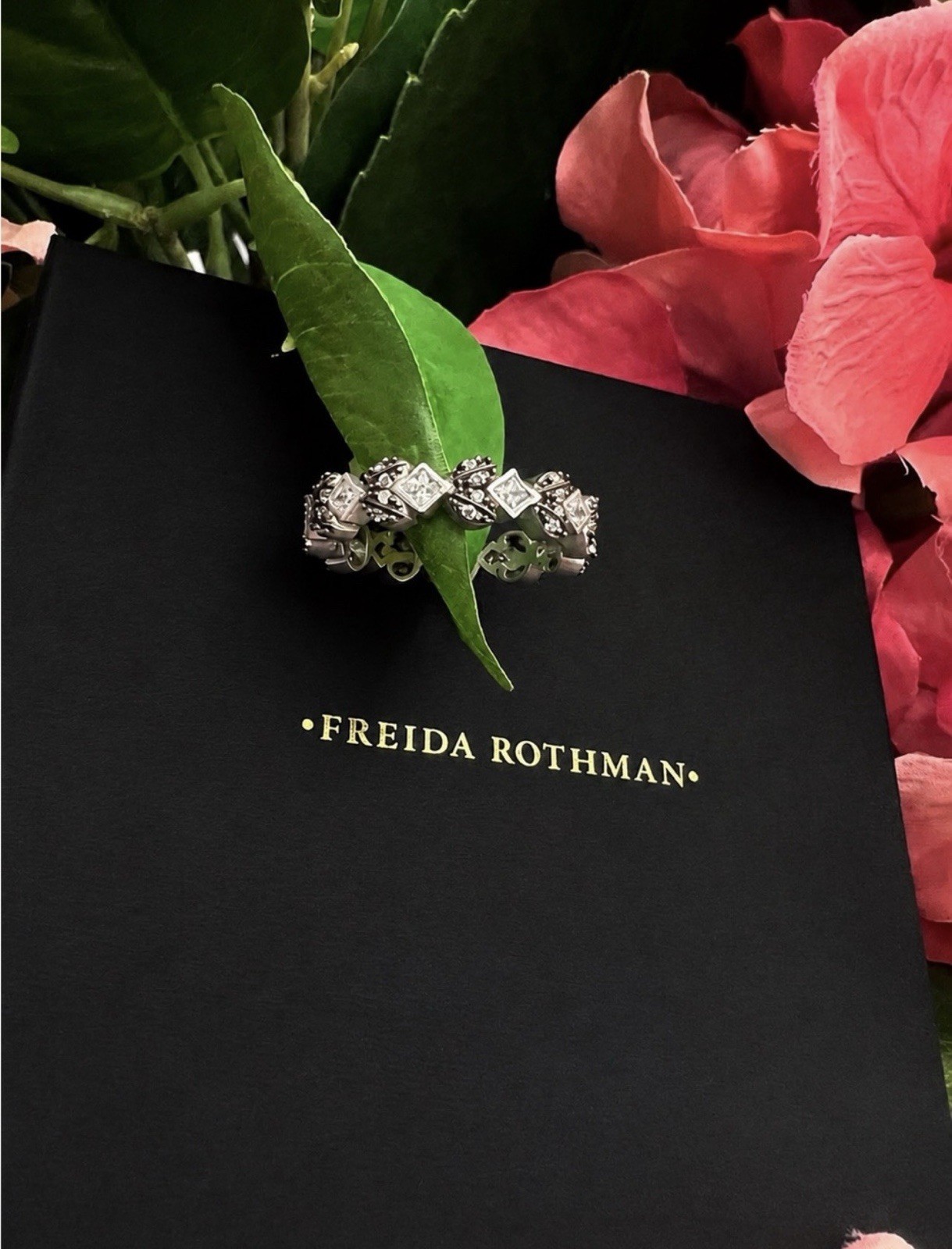 Freida Rothman FR 925 Sterling Silver Black Rhodium Matte FinishStacking Ring 8