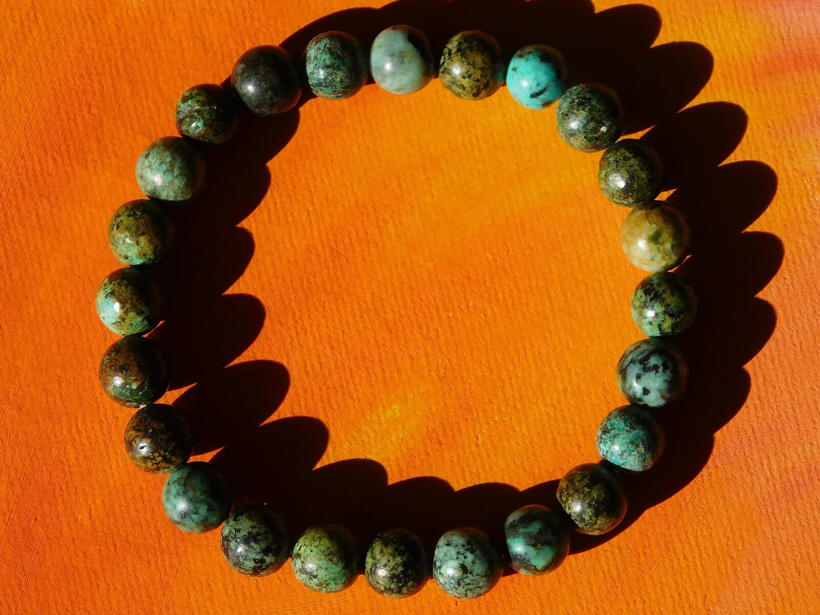 Mens / Ladies Handmade 8mm Gemstone Beaded Bracelet – Natural African Turquoise.