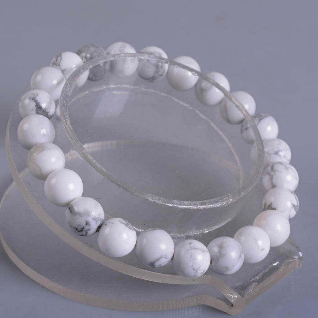 8mm Fashion White Howlite round gemstone beads stretchable bracelet 7.5″