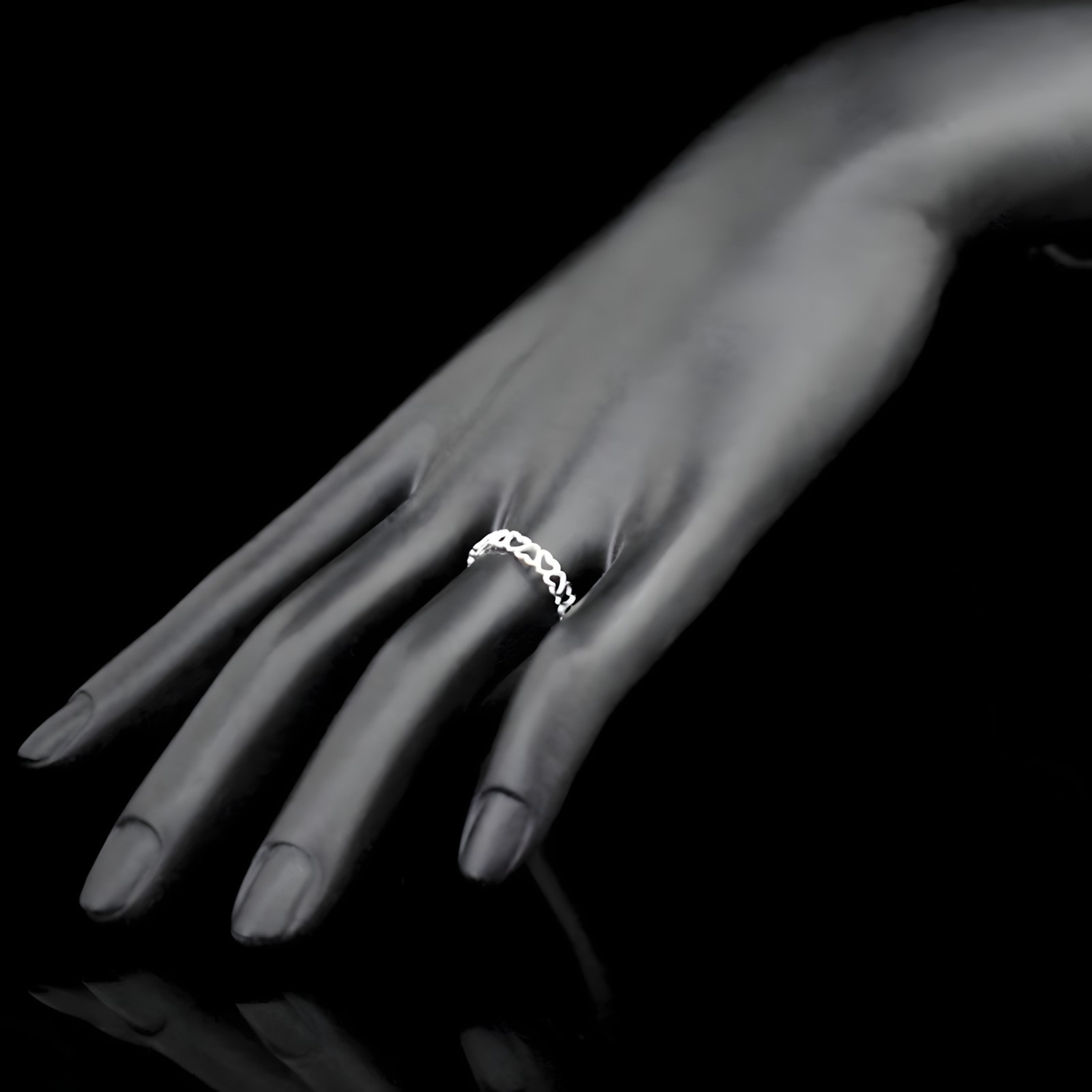 Unified Jewellery Sterling Silver Heart Ring(Adjustable)Open Heart Band Ring 389