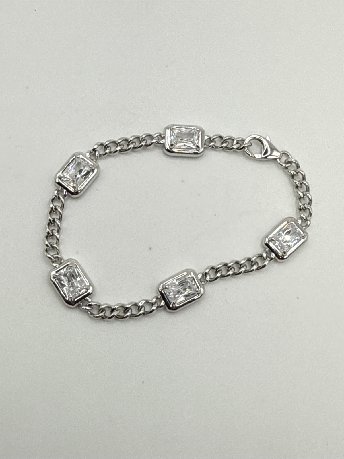 STERLING SILVER .925 CZ JCL Rectangle LINK bracelet