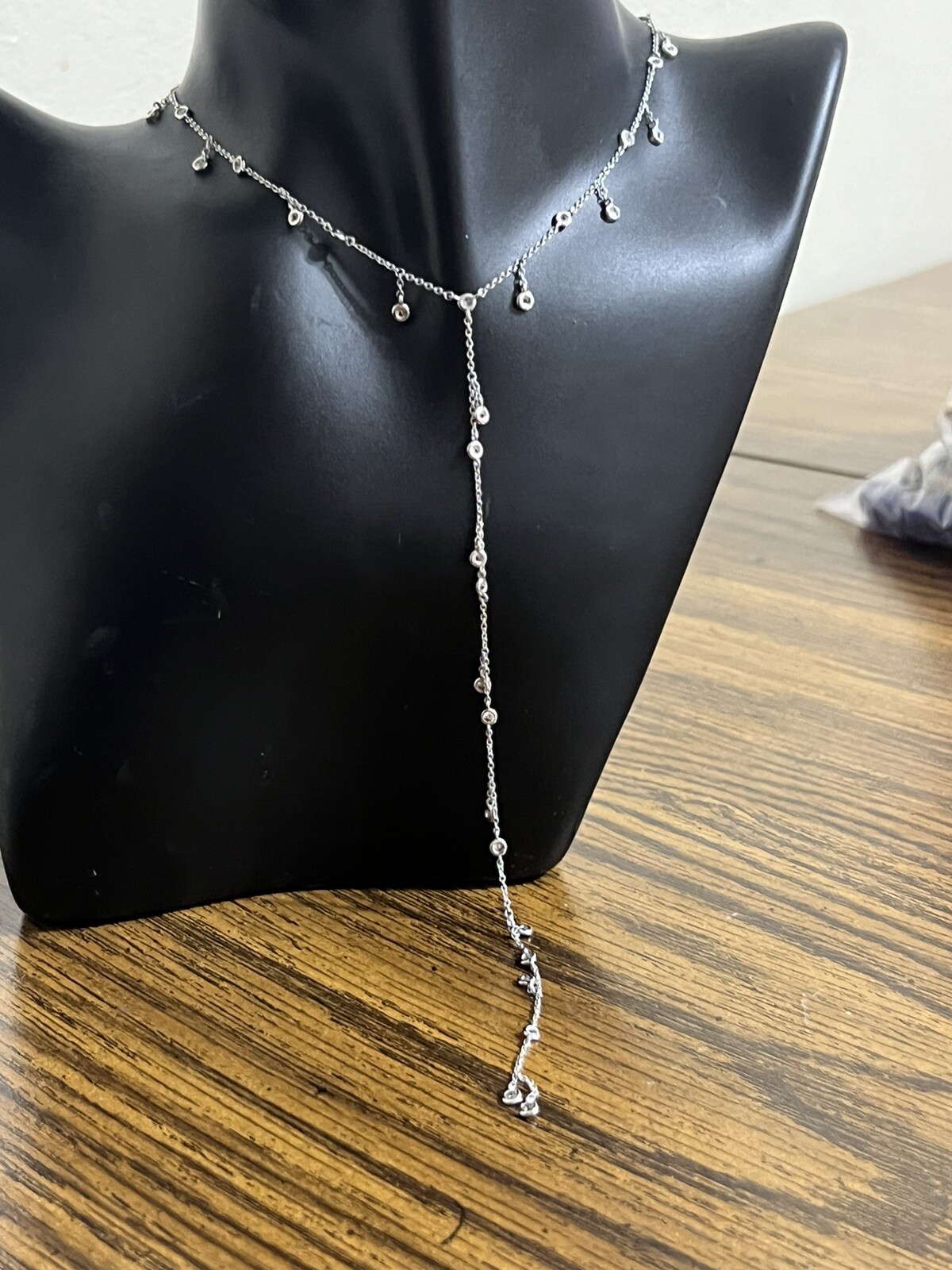 CRISLU 925 Cubic Zirconia Adjustable Y Necklace