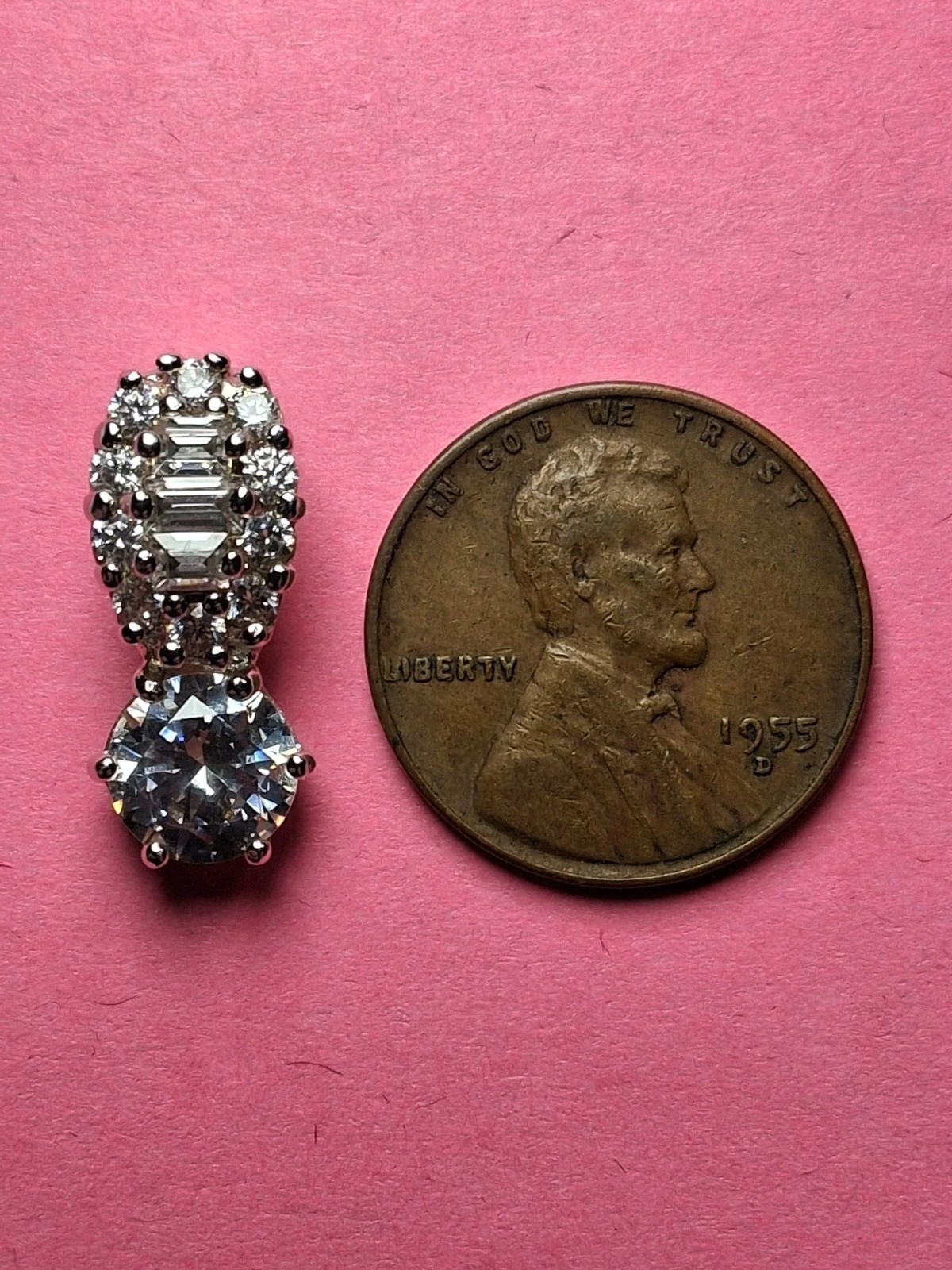 Classic Dangle 18mm X 7mm Sterling Silver .925 Cubic Zirconia Pendant (Lovely!)