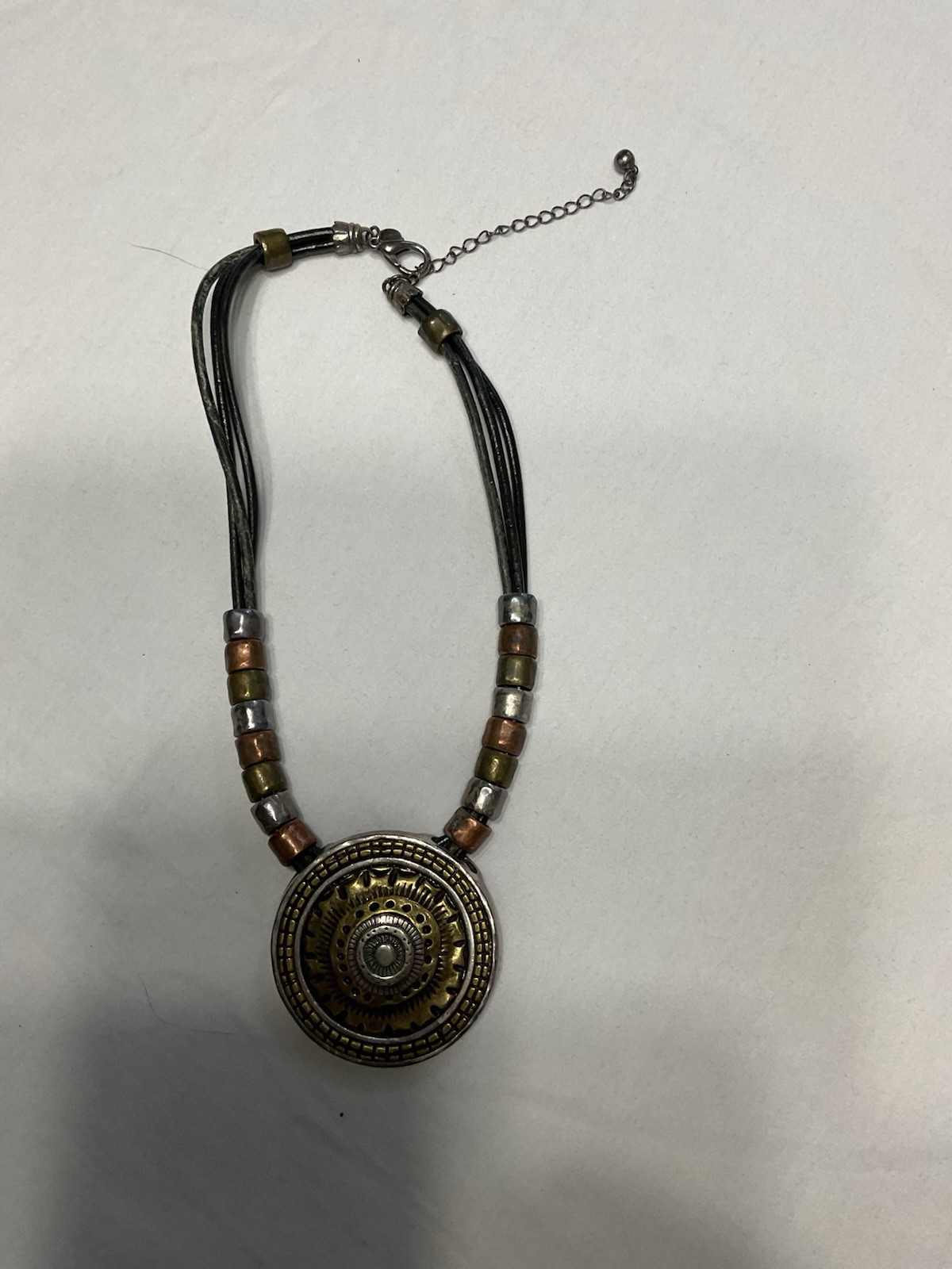 Chicos Bronze Tone Medallion Multi strand Statement Necklace