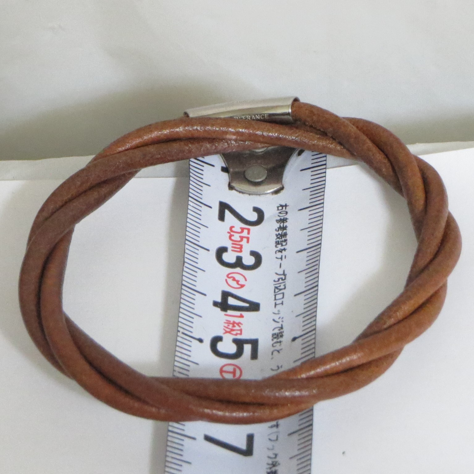 Authentic HERMES Tornado Bangle Bracelet Brown Leather 17.3cm/6.8″ in Box