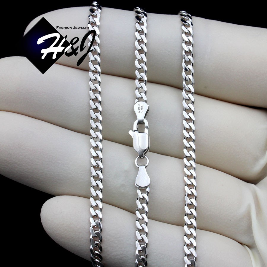 18″-24″MEN 925 STERLING SILVER 3MM GOLD PLATED/SILVER MIAMI CUBAN NECKLACE*SN25