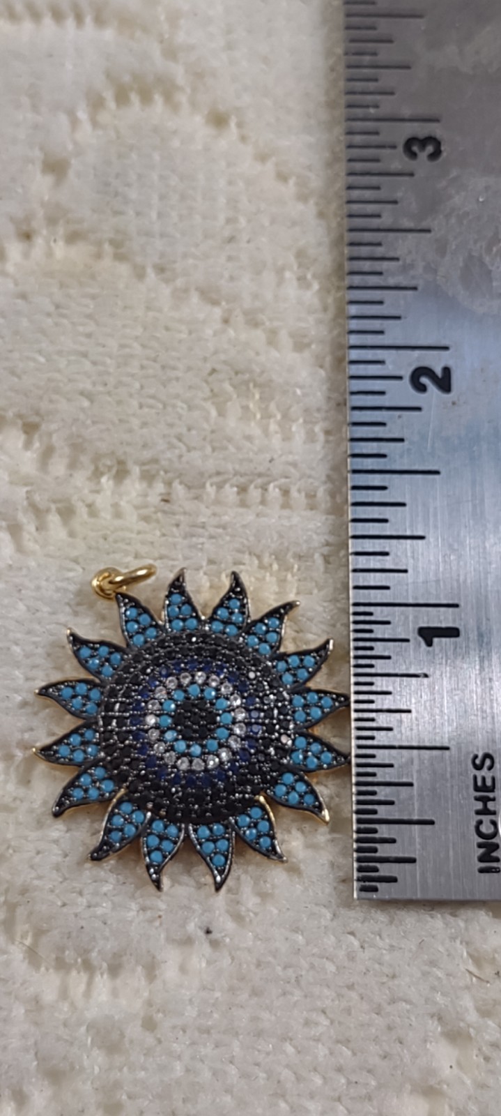 Evil Eye Celestial Pendant Sun Charm Greek Turkish Micro Pave Charm Rhinestone