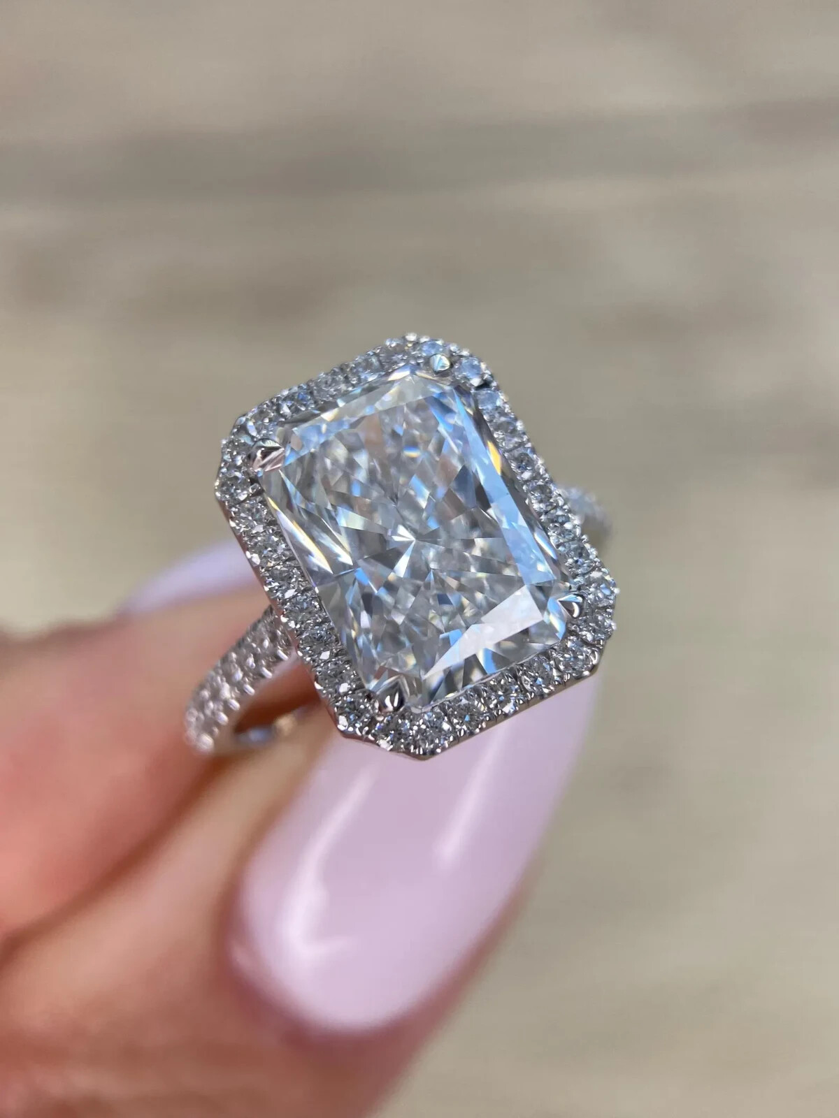 Elongated Radiant Cut Moissanite ring, 925 solid silver ring wedding gift ring