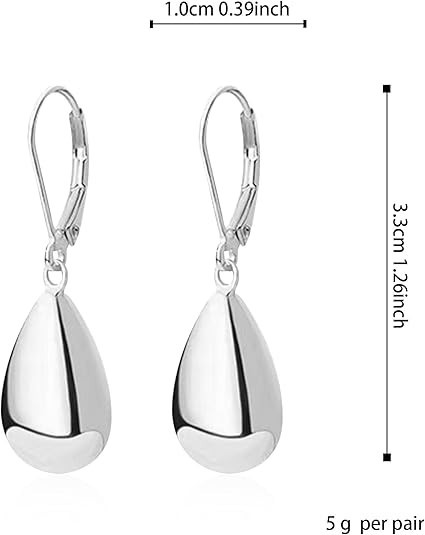 Teardrop Leverback Earrings for Women Waterdrop Tear Drop Dangle Earrings Jew…