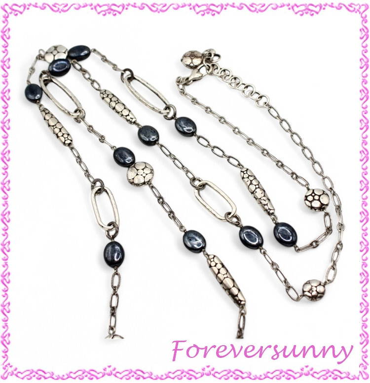 Brighton Dream Pearl Long Dark Gray Retired Necklace