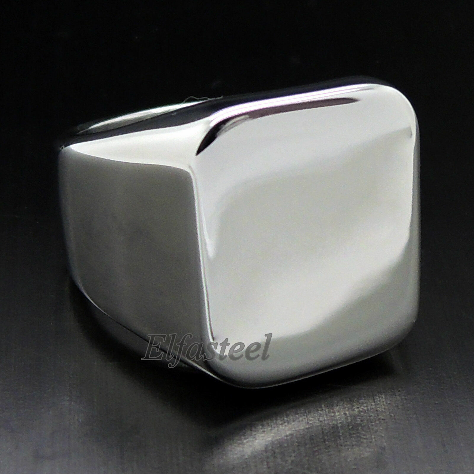 Men’s High Polished Signet Solid 316L Stainless Steel Ring