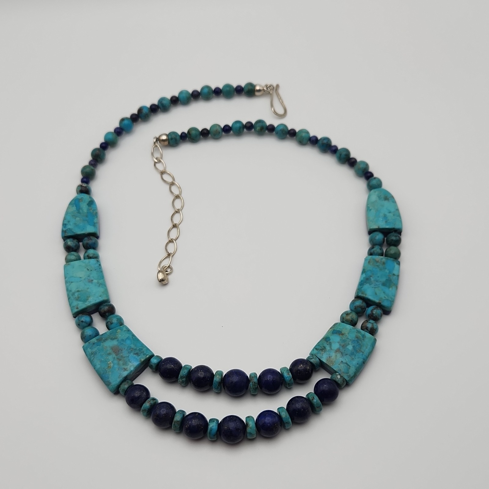 Jay King MineFinds Turquoise Lapis Lazuli Beaded Statement Necklace Adjustable