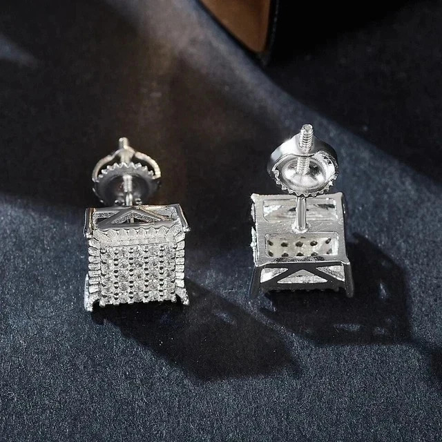 1 CT Round Cut Simulated Diamond Solitaire Stud Earrings 14k White Gold Plated