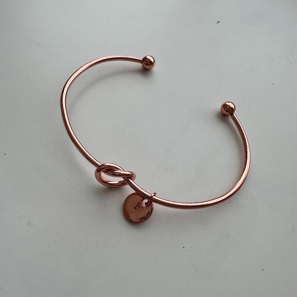Rose Gold Cuff Bracelet Knot Y Initial Name Dainty Preppy Branded Fashion Gift