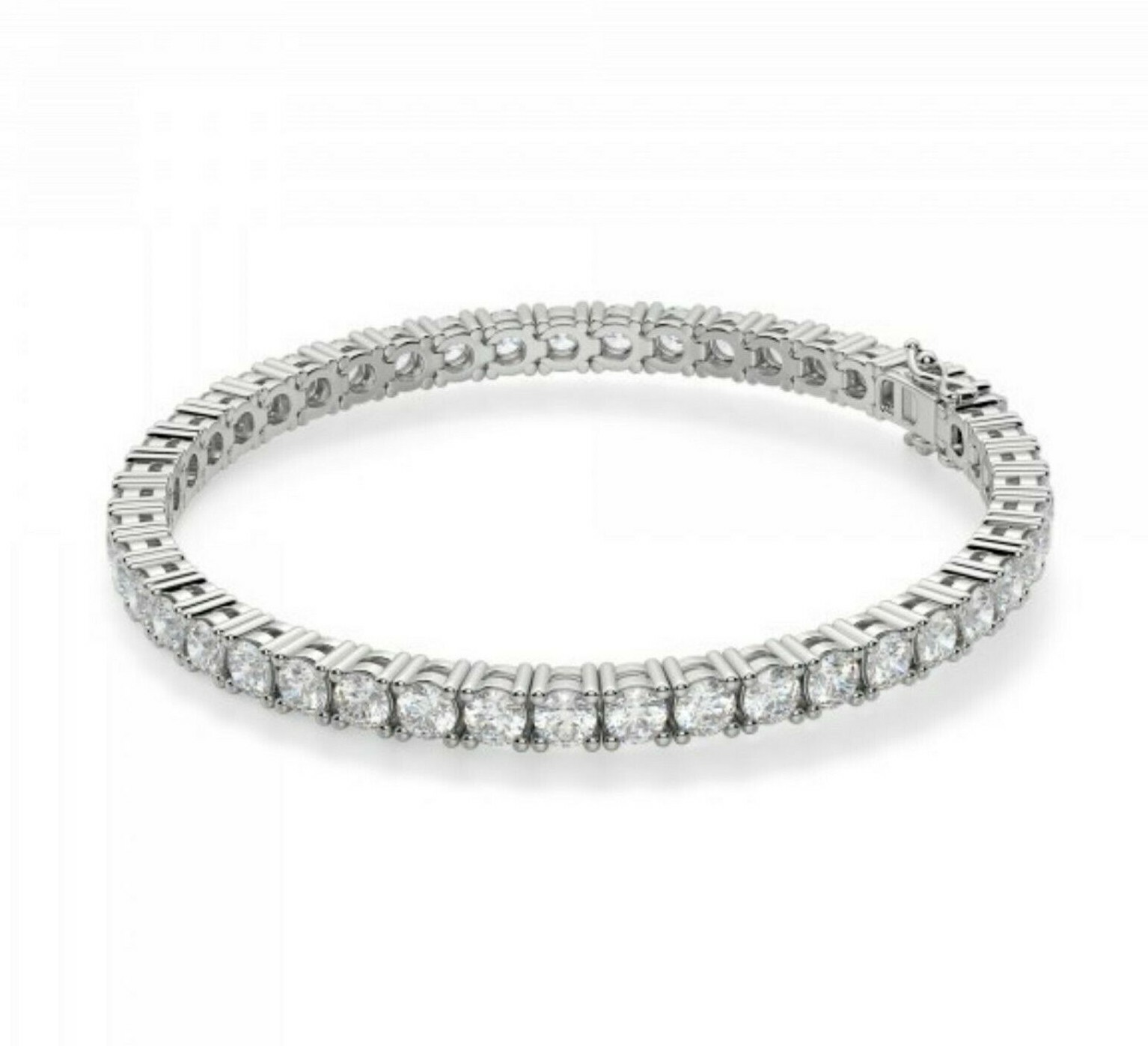 20 Ct Women Men Tennis Bracelet Simulated Diamonds in 14K Wh Gold Plated Silver