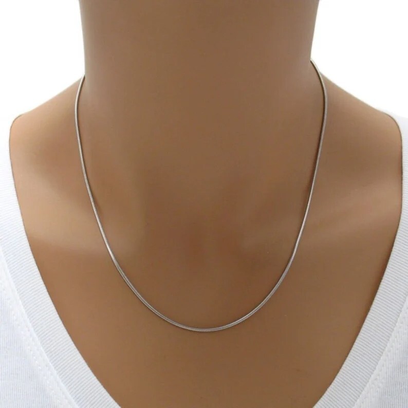 925 Sterling Silver Round Snake Chain Necklace – 030 Gauge – 1.3 MM