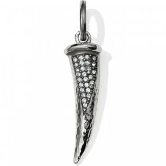Brighton Horn Embedded crystals hammered silver amulet charm NWOT