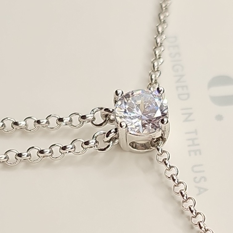 Bp OG 2026 NK25214 Rhodium Plated Blue Spinel CZ Teardrop Lariat Necklace 18″