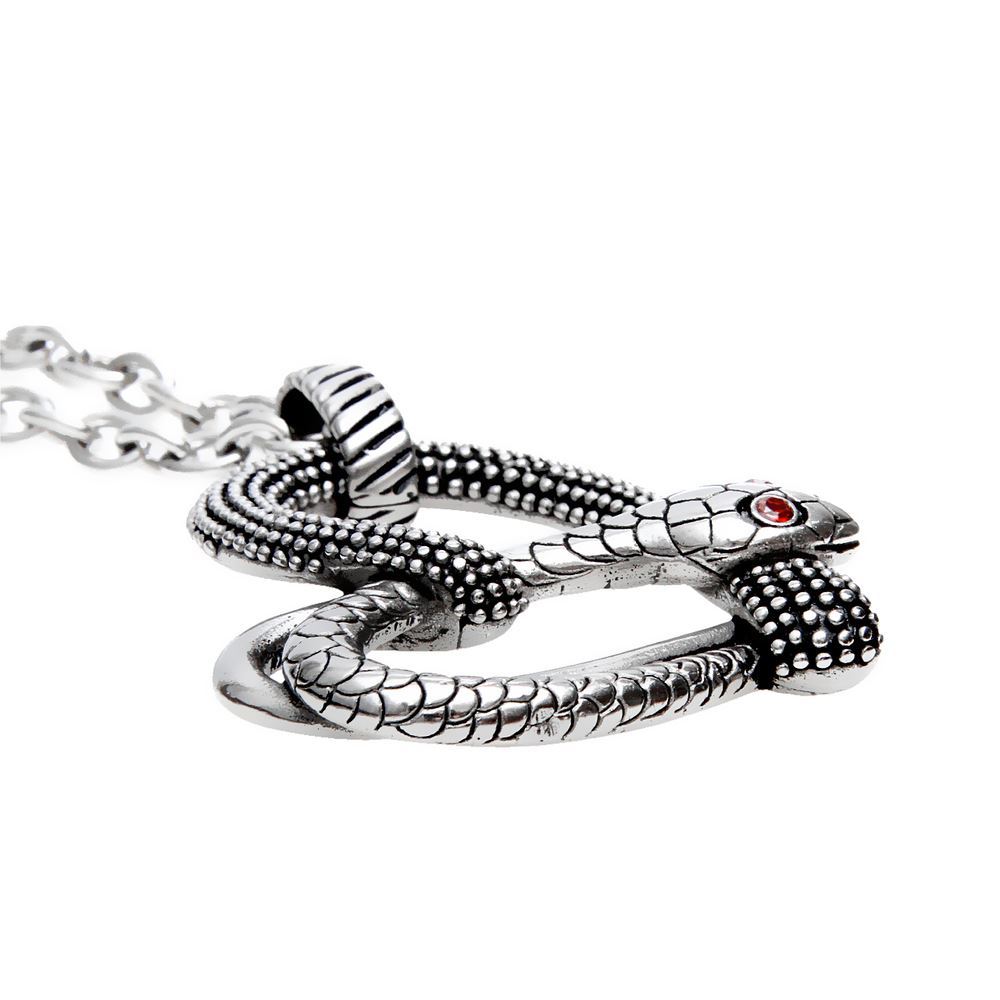 heart Necklace snake heart Pendant Stainless Steel red CZS by Controse