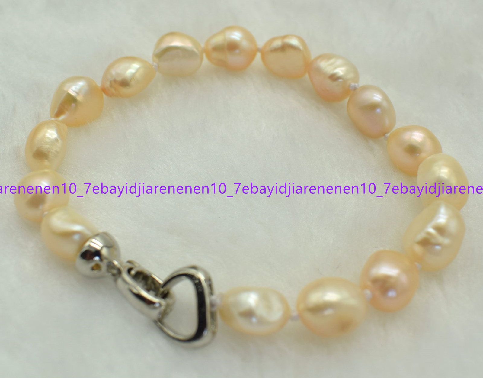 New Natural 7-8/8-9/9-10mm Pink Cultured Baroque Pearl Bracelet 7.5 in