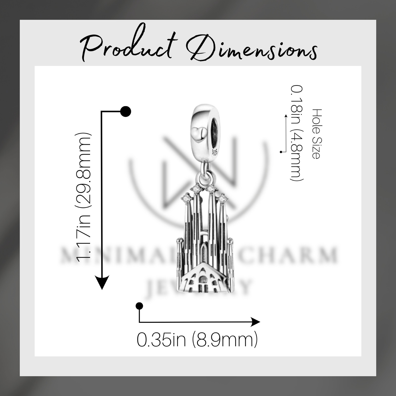 La Sagrada Familia Charm For Bracelet, Spain Charm, Barcelona Charm