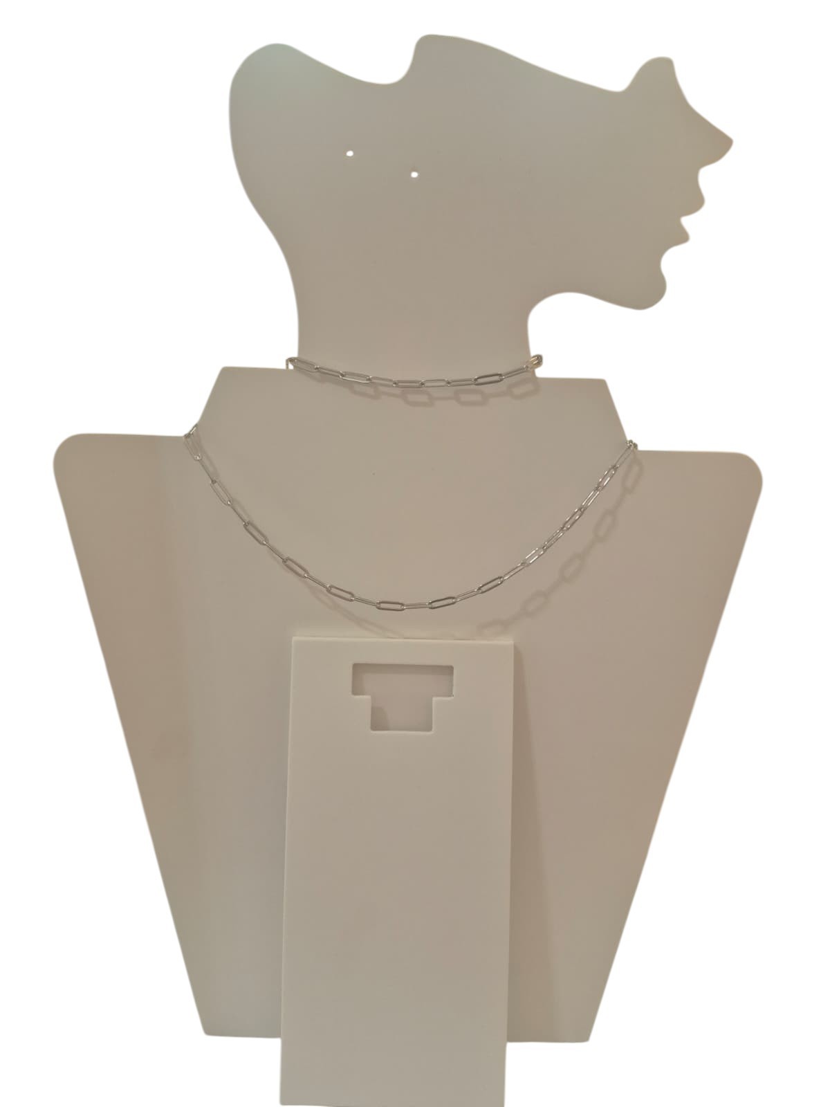 Layered silver paperclip necklace Minimalist aesthetic
