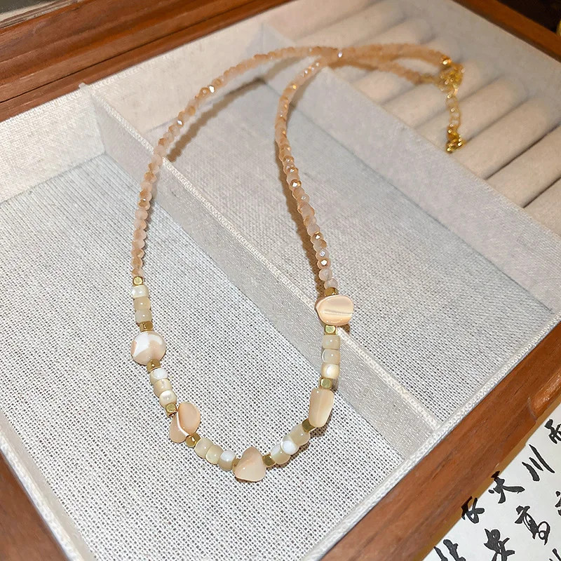 Bohemian Colorful Irregular Shell Beaded Necklaces for Women Retro Double-layer