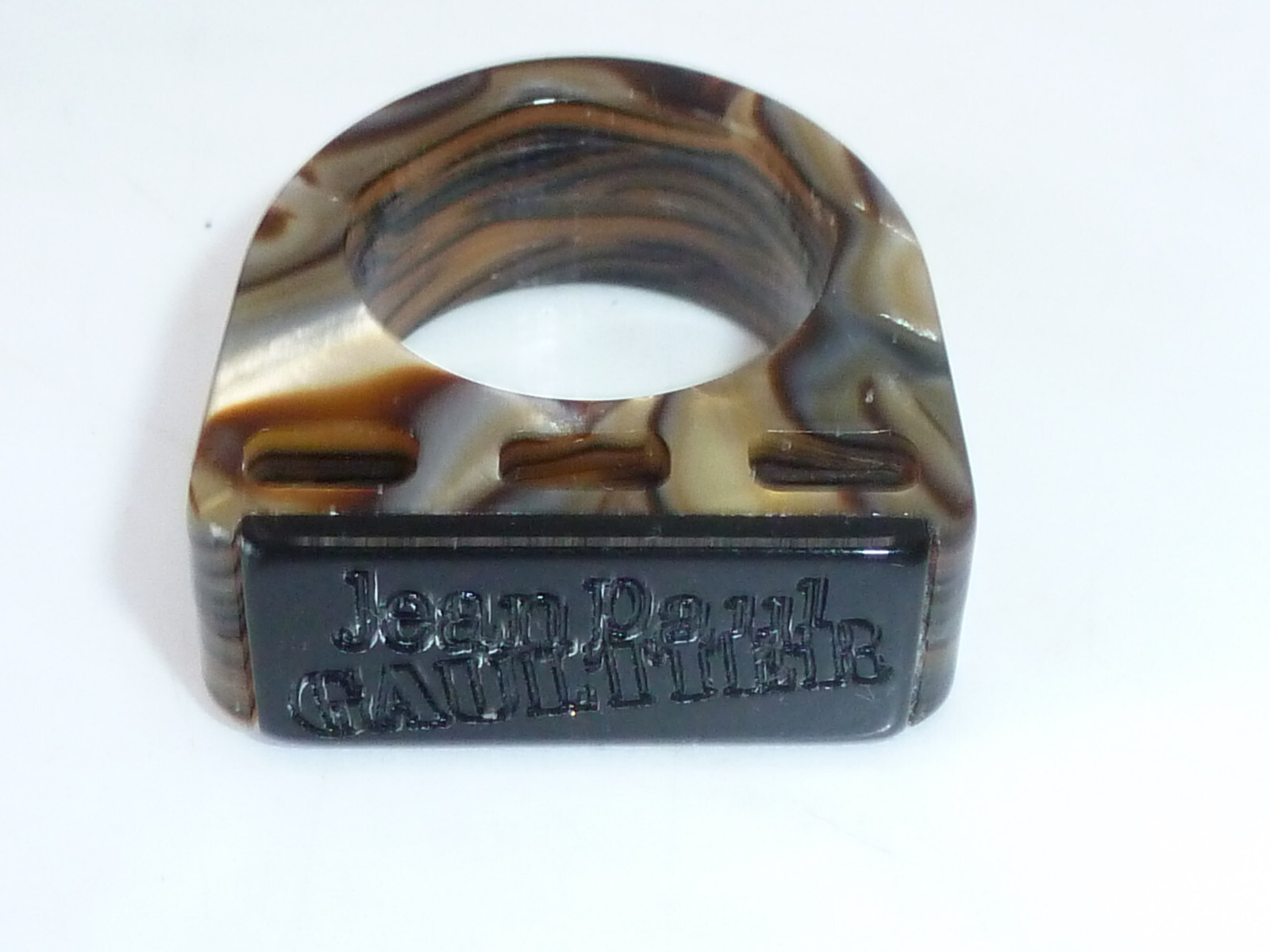 Vintage French Jean Paul Gaultier Ring Brown Beige Mottled