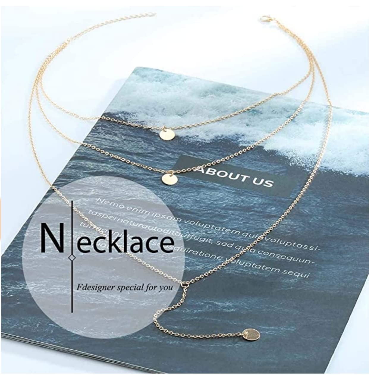 Fdesigner Fashion Layered Long Necklace Coin 1 Count (Pack of 1), Gold
