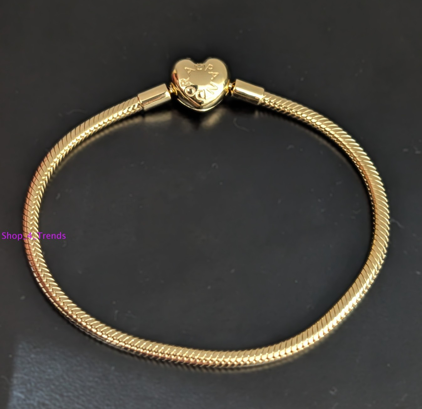100% Authentic PANDORA 563050C00 14K Gold Plated Heart Clasp Charm Bracelet New