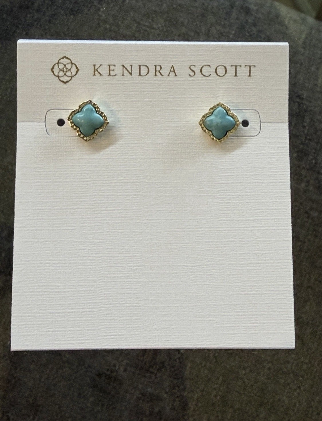 Kendra Scott Stud Earrings Gold Turquoise Magnesite NWT
