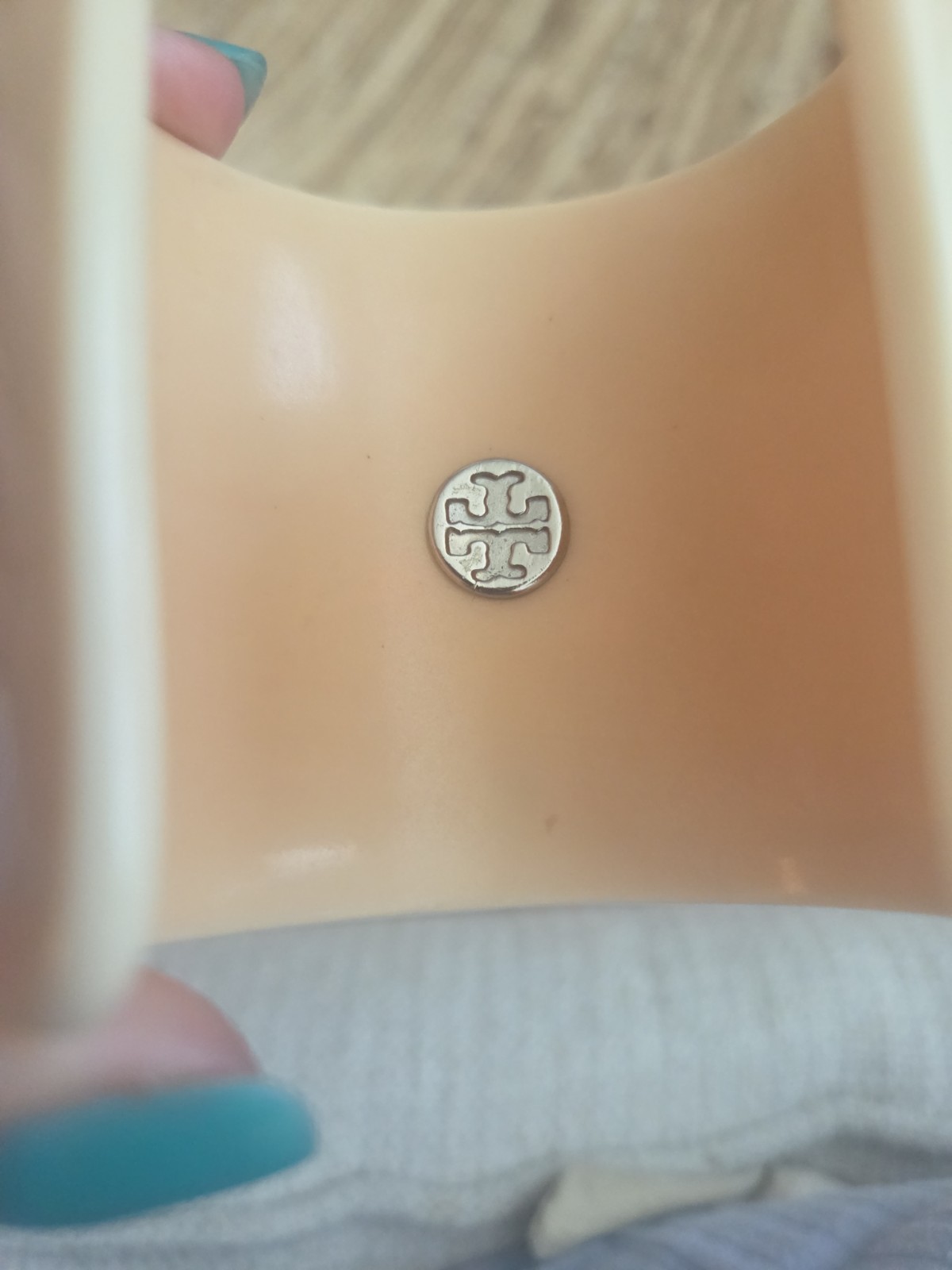MCM Style Tory Burch Resin Wide Bangle With Metal Emblem