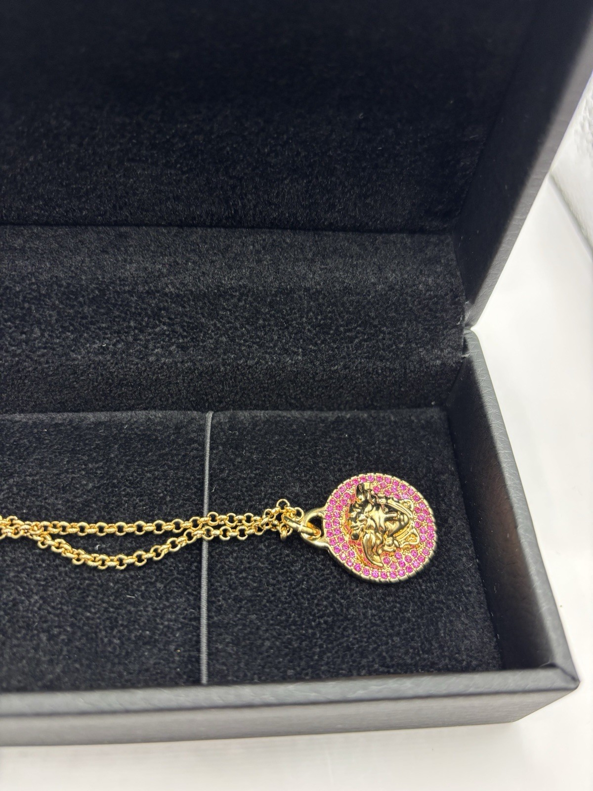 New Versace Necklace Metal+stras Gold $650 Retail Authentic