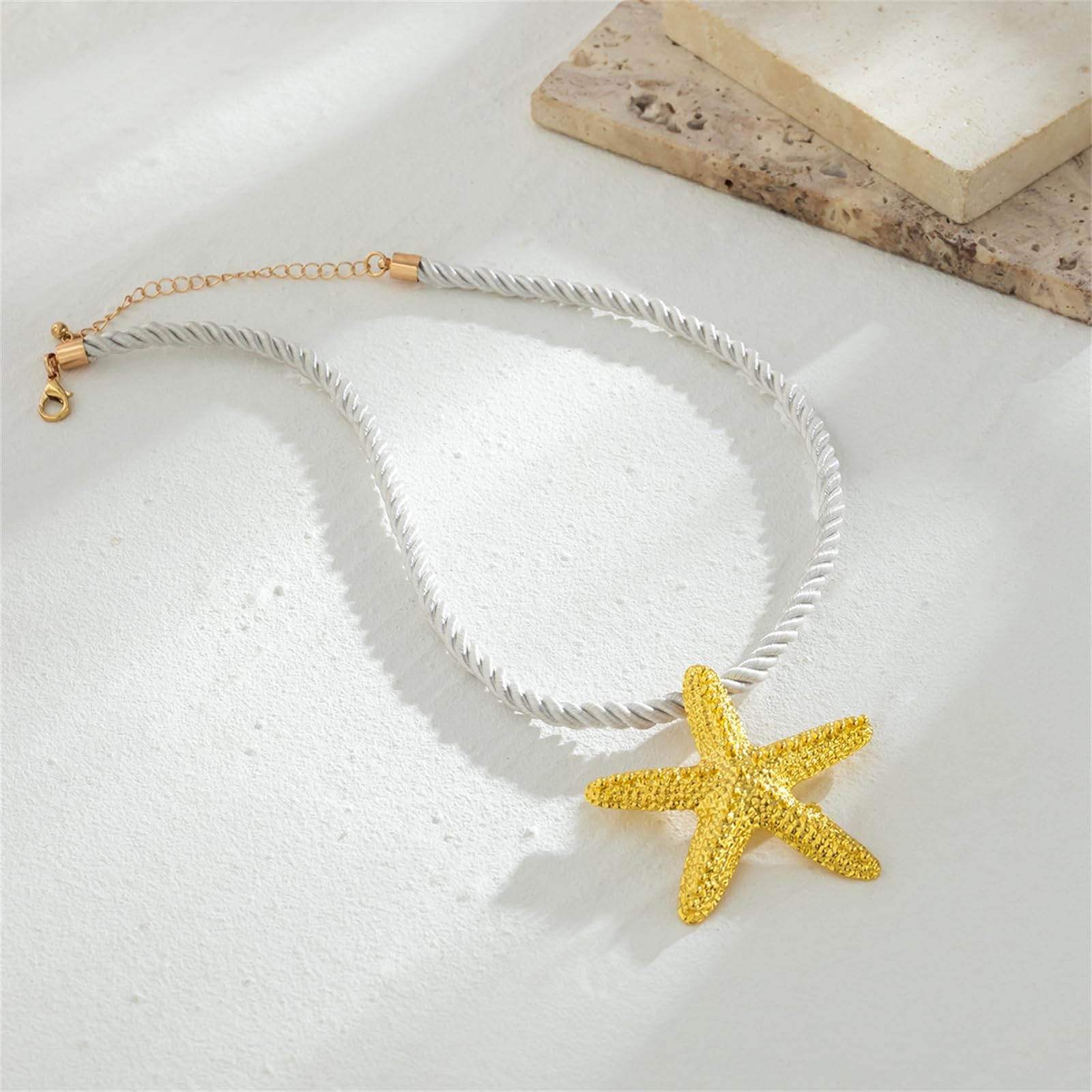 Starfish Fringe Necklace,Boho Layered Starfish Pendant Choker White Velvet Ne…