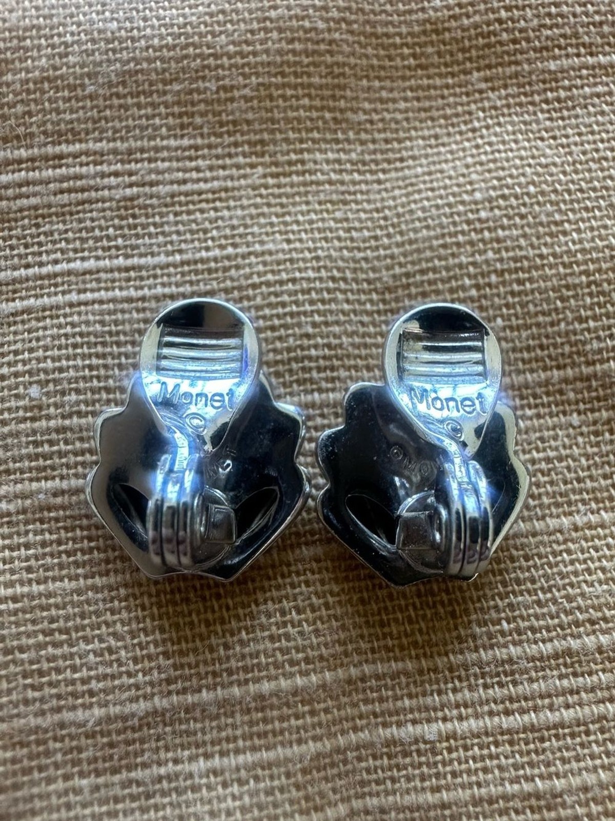 Vintage Monet Silver Shell Motif Clip-On Earrings