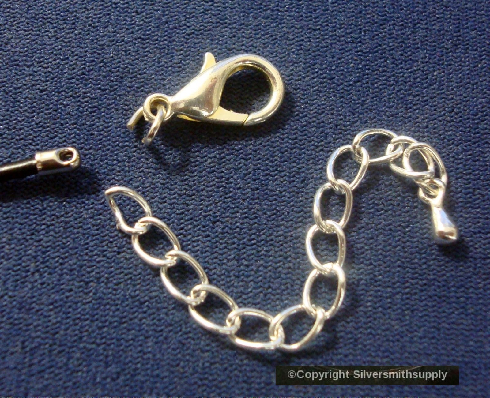 1mm Leather necklace ends 50 white gold plated thong end cone clasps fps057