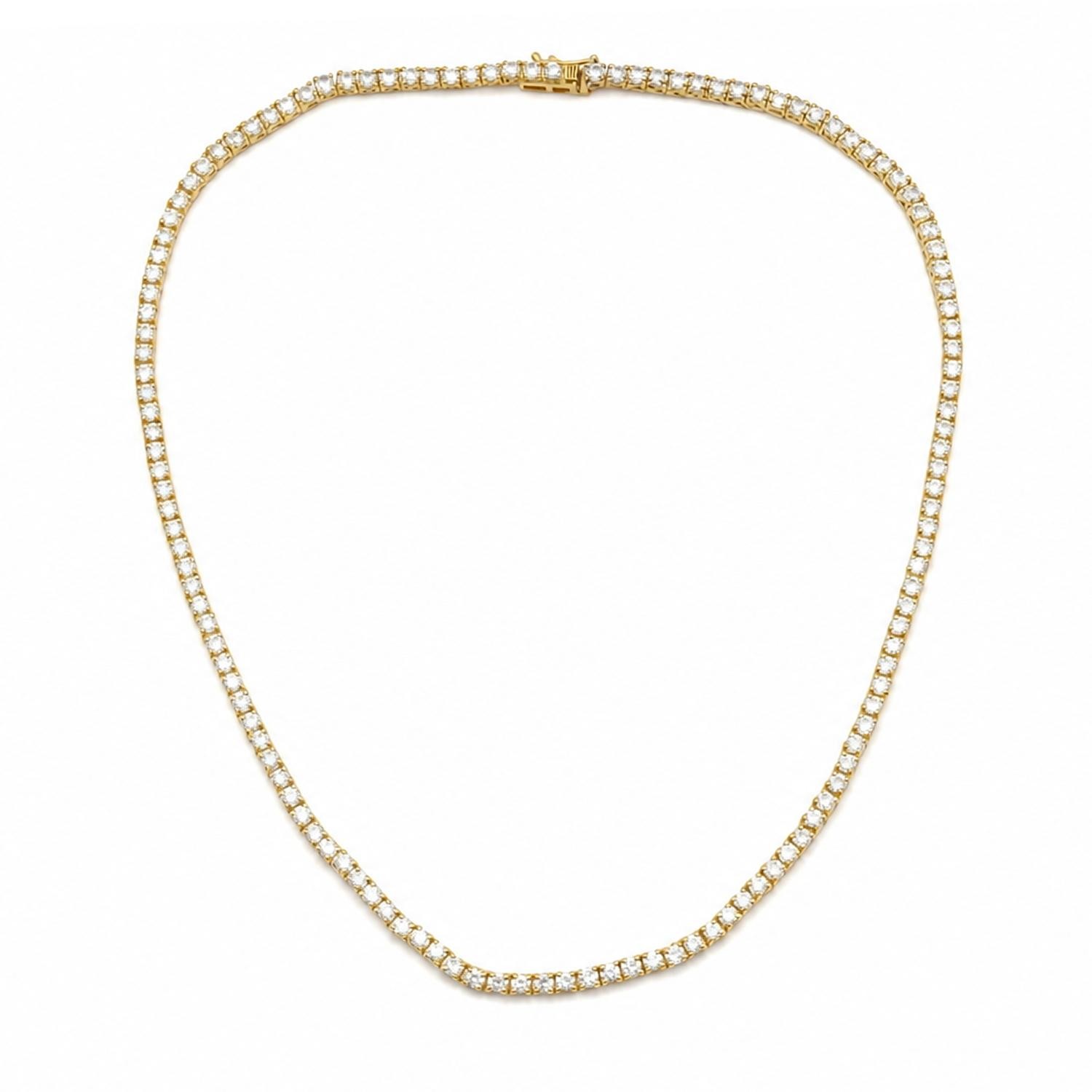 925 Sterling Silver White CZ – 18K Gold Plated Mini Tennis Necklace 18 Inches