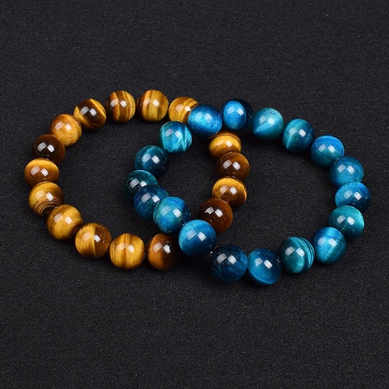 Natural Handmade Multicolor Tiger Eye Beads Stretch Bracelet Gemstone 7.5″