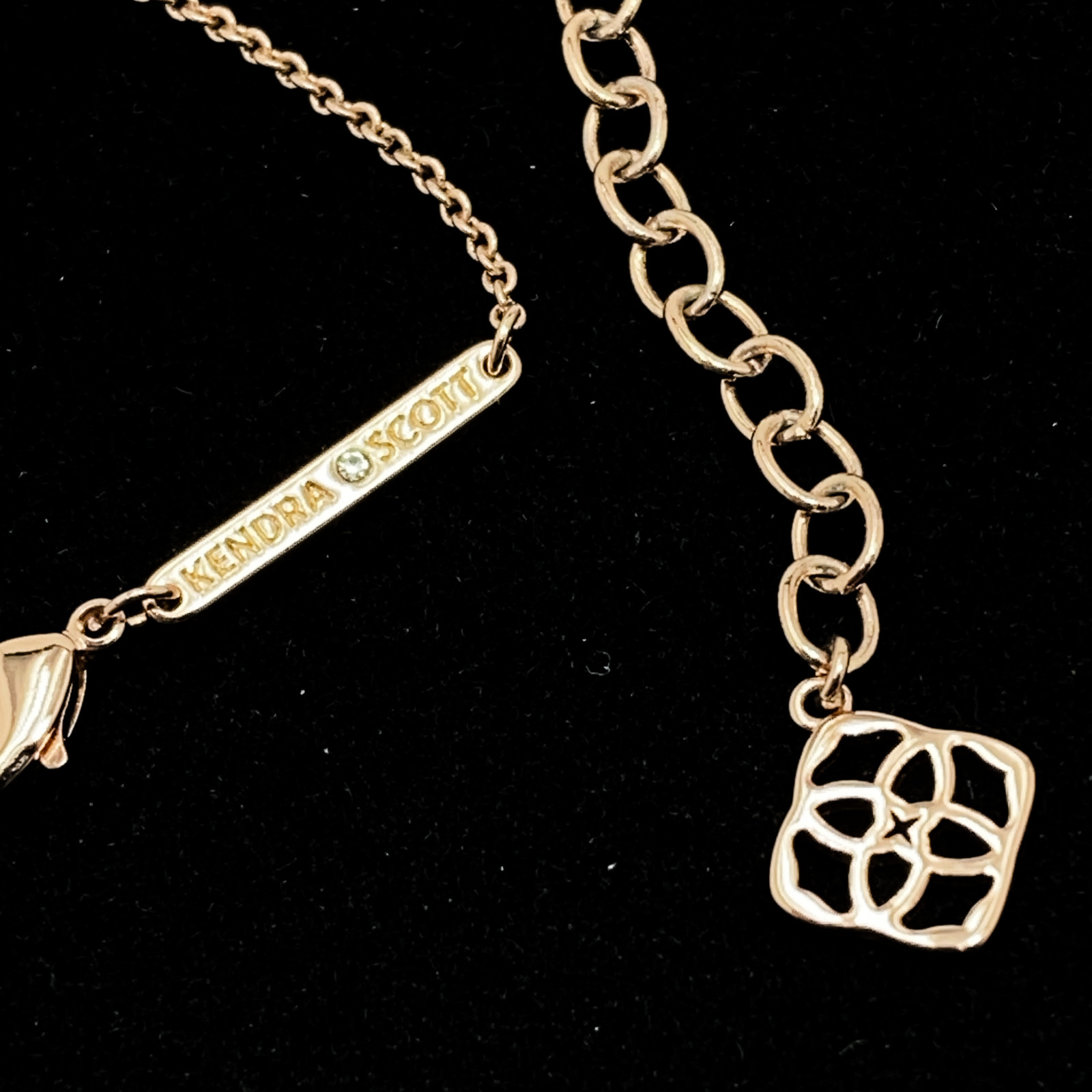 KENDRA SCOTT Pink Heart ARI Necklace Rose Gold Plated Drusy Quartz 18 In