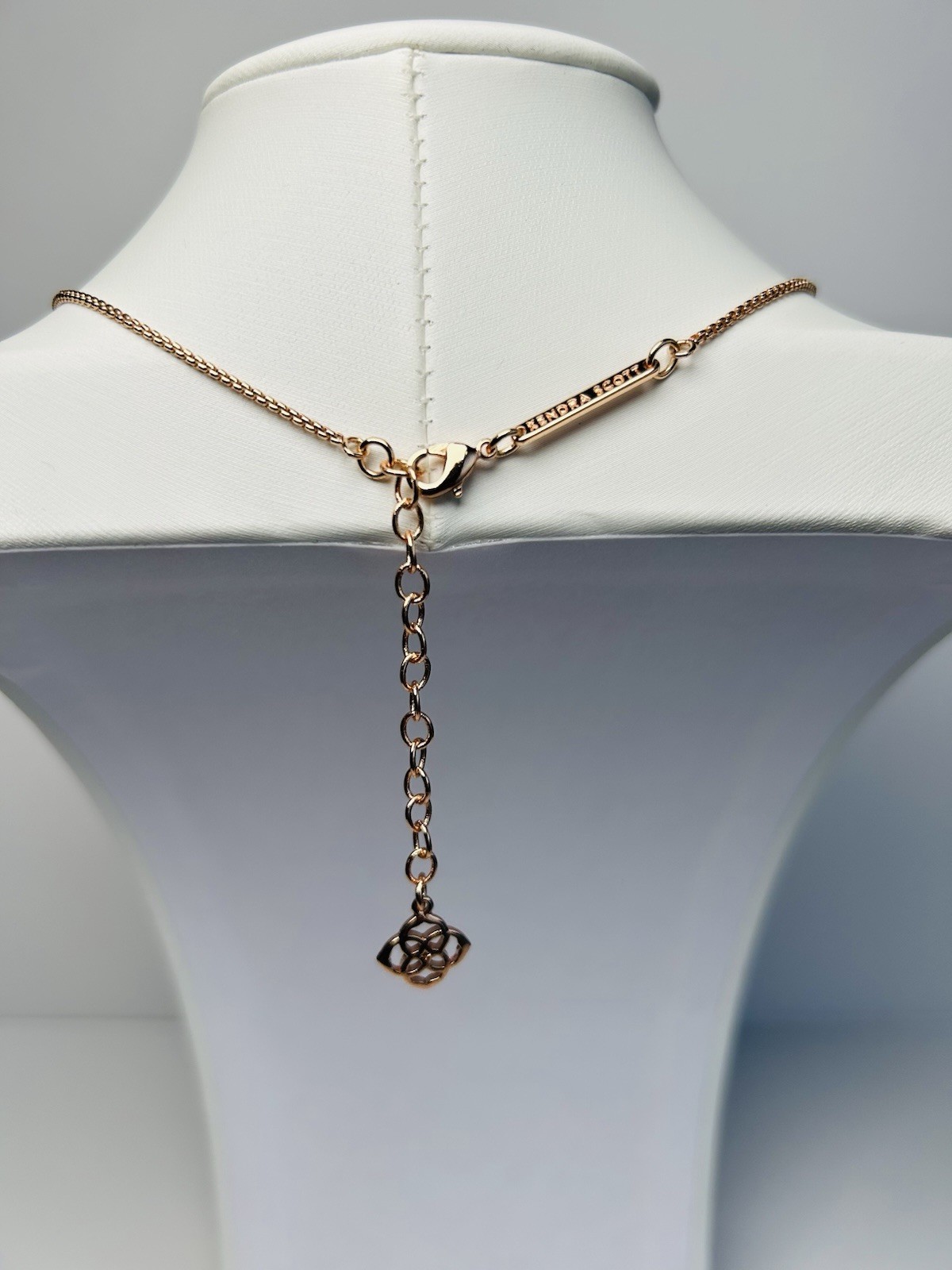 Kendra Scott Leanor Bar Necklace Rose Gold Sand Drusy Quartz Adjustable Delicate