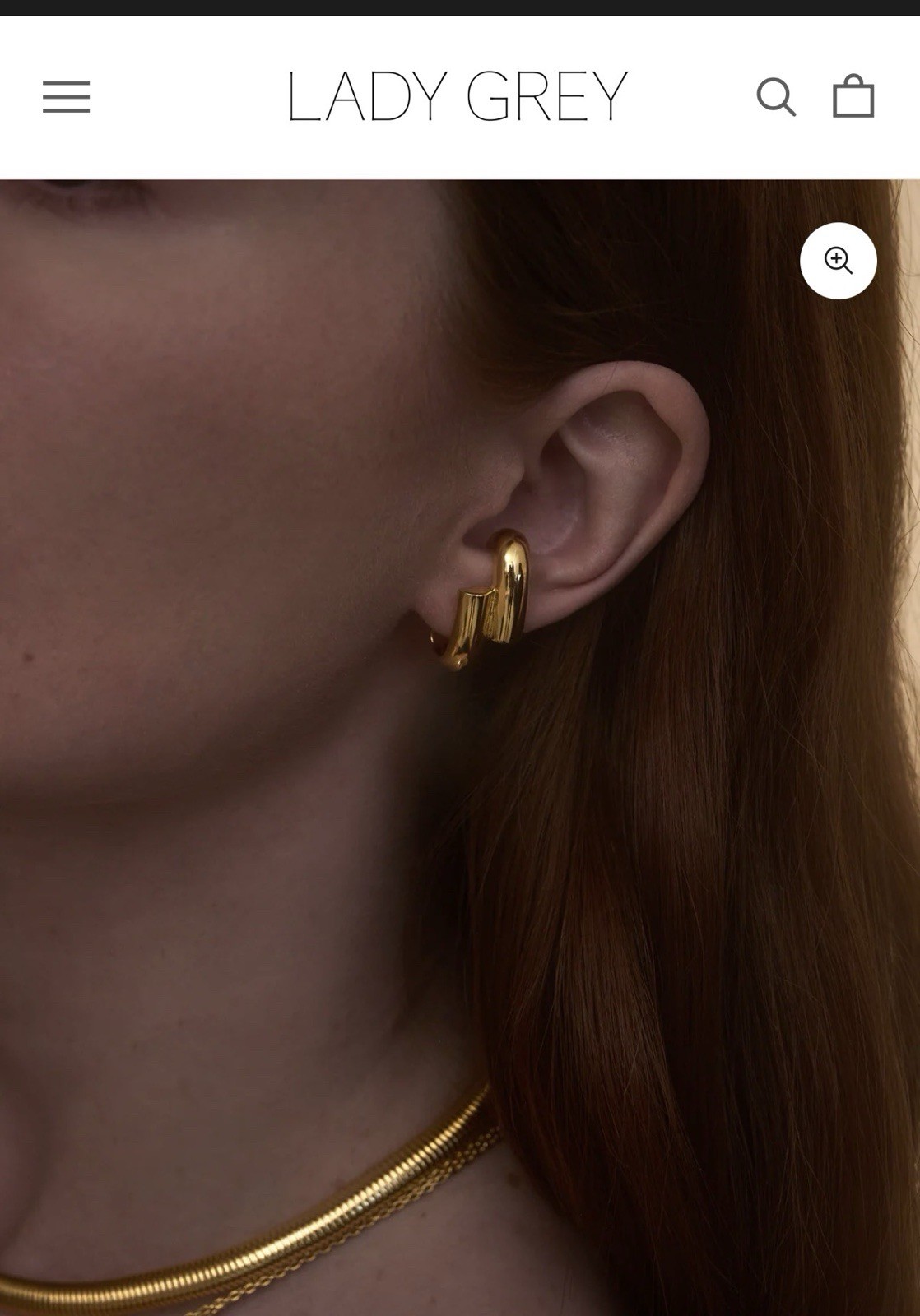 Lady Grey “Shift” Gold Tone, Cuff-Like Pierced Earrings
